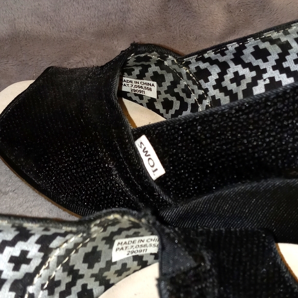 0328 Toms Sequined Open Toe Wedges - Picture 6 of 9